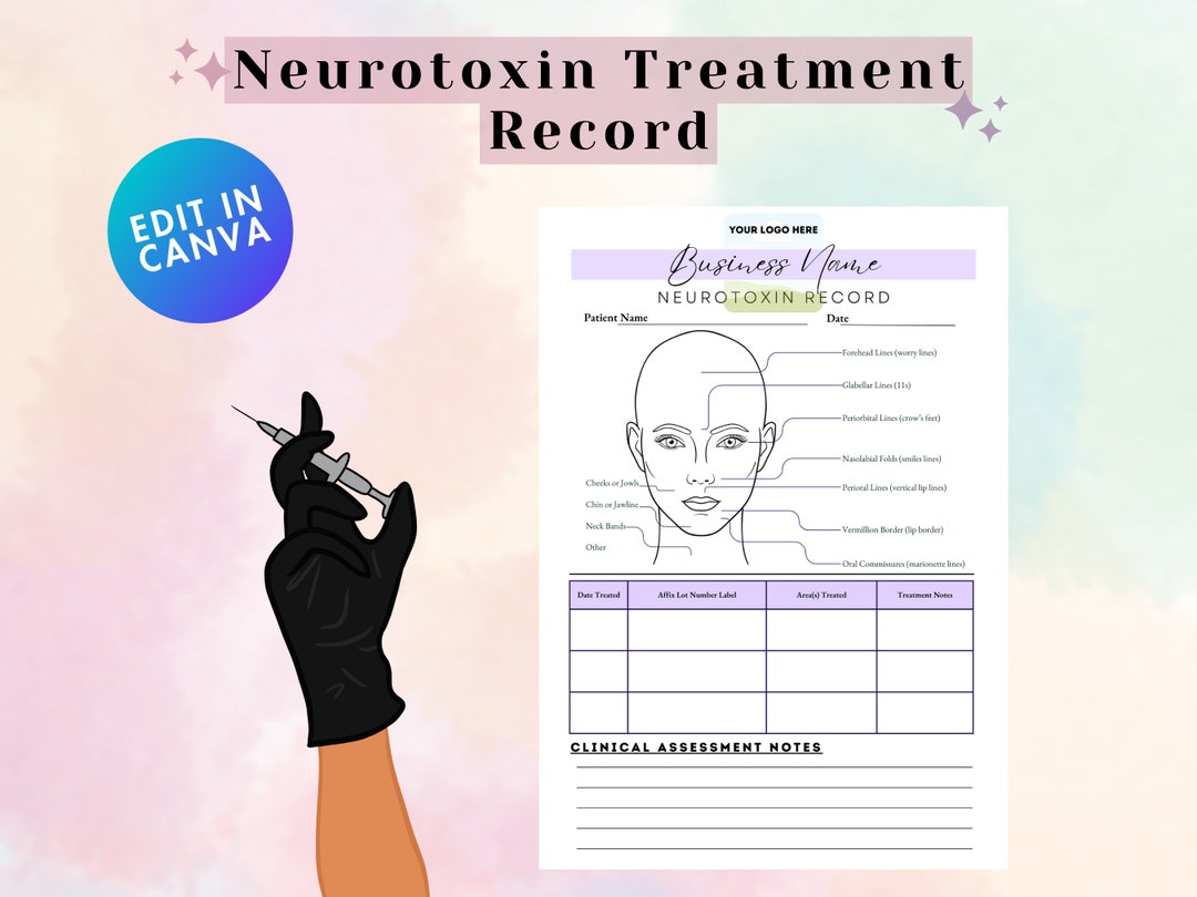 Tox Injector Form Editable Tox Form for Med Spa Services - Nurse Injector Customizable ...