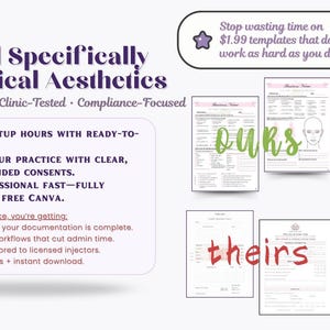 Comparison chart for AK Inspired med spa templates versus generic aesthetic forms, highlighting clinic-tested, expert-designed, brand-ready, customizable, and efficiency-focused paperwork for injectors and med spa owners.