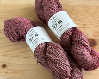 pink moon - aurai fingering weight merino yak nylon sock yarn, in stock