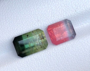 5.7 Cts Natural Bi color Tourmaline Faceted Stones