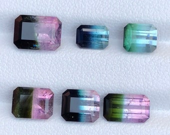 8.6 Cts Natural Bi color Tourmaline Faceted Stones Lot