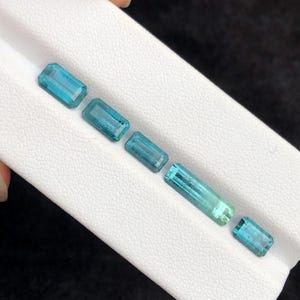 Natural  Blue Tourmaline Lot, Emerald Cut, Hand Faceted