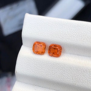 Natural Spessartine Garnet Pair, Cushion Cut, Hand Faceted image 10