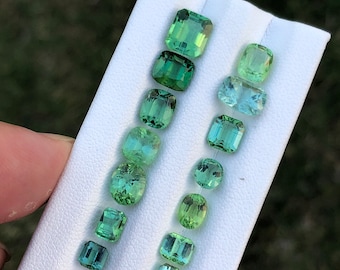 Lote facetado de turmalina verde natural, facetado a mano, minado de la tierra