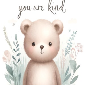 Bear, Christian Nursery Decor, Kids Bible Verse Wall Arts, Scripture Print, Nursery, 5x7