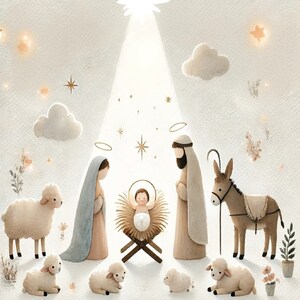 Jesus's Birth, Christian Nursery Decor, Kids Bible Verse Wall Arts, Scripture Print, Nursery, 5x7