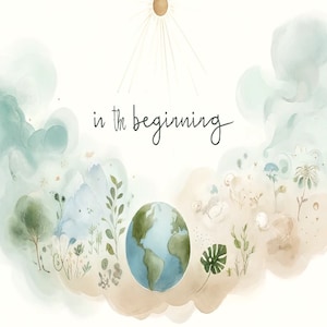 Creation, Christian Nursery Decor, Kids Bible Verse Wall Arts, Scripture Print, Nursery, 5x7