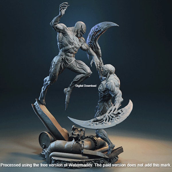 Venom vs Riot Diorama STL, Venom STL, Riot STL, Venom 3D Model, Venom 3D Print Files