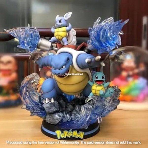 Pokemon STL, Blastoise STL, Blastoise 3D Model, Blastoise 3D Print Files, Blastoise Miniature 1