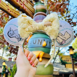 Vintage Classic Winnie the Pooh Inspired Minnie Ears with Fluffy Bow