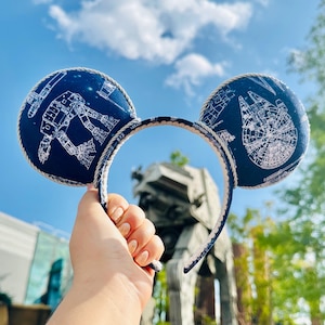 Star Wars Millenium Falcon and AT-AT Ships Inspired Mickey Ears (No Bow)