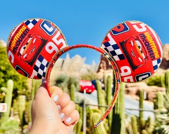 Cars Lightning McQueen Inspired Mickey Ears (No Bow)