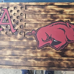 Arkansas Razorbacks American flag sign, Arkansas Razorbacks, American flag, Razorbacks, Sports Signs