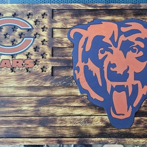 Chicago Bears amerikanische Flagge, Chicago Schild, amerikanische Flagge Schild, Bären, Chicago Bears, Chicago Bears Football Zeichen, Bären Zeichen.