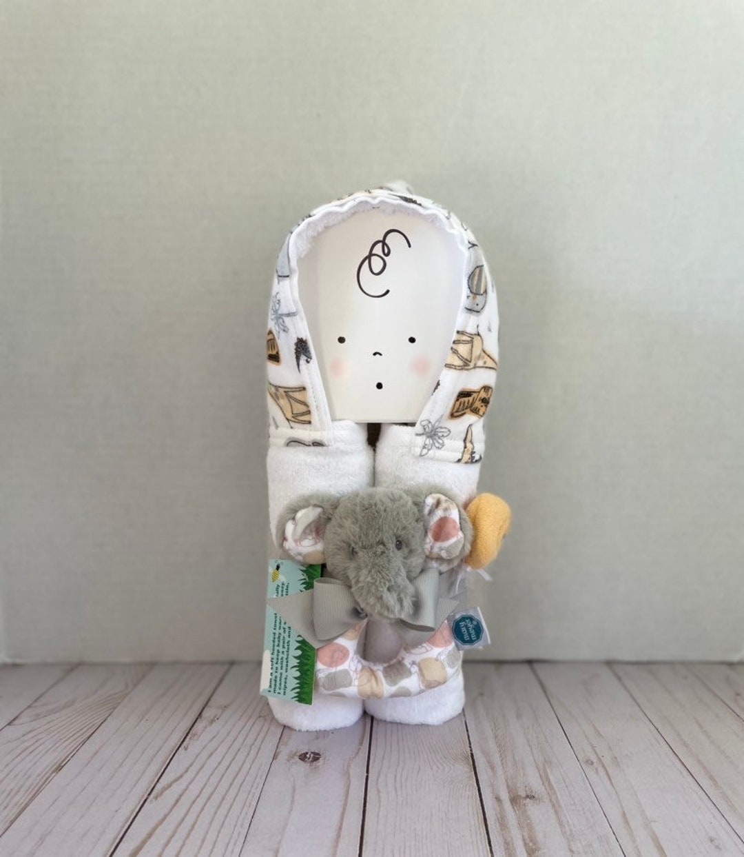 Elephant Baby Towel, Baby Shower Gift Set, Flannel Baby Towel, Newborn