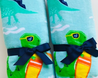 Hooded Beach Towel for Kids, Surfing Dinosaurs, Great Gift for any occasion, Use After Bath, Swim Lessons, Vacation, Pool Party, Beach Fun