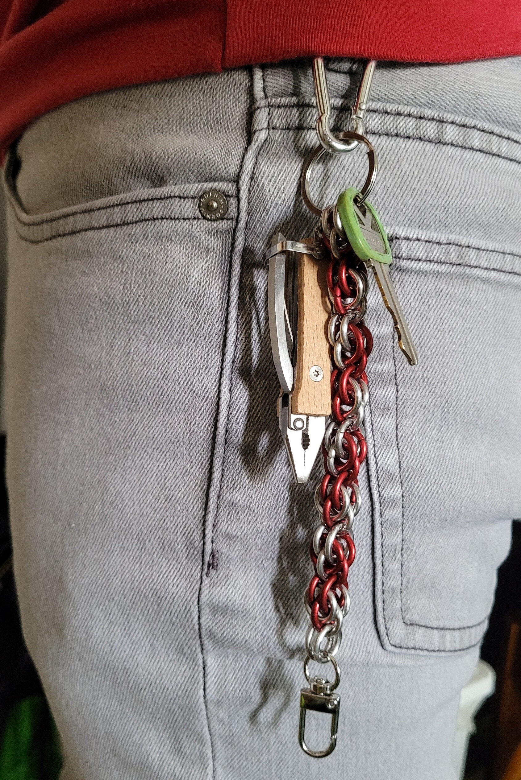 5 Chainmail Keychain Anodized and Silver Aluminum Rings Fieldstone ...