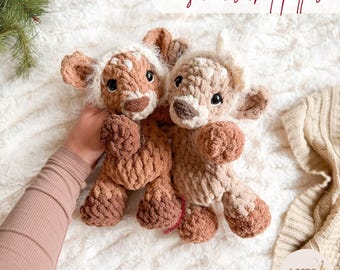 Maple the Fawn Snuggler Crochet Pattern | NO SEW crochet pattern | crochet deer | crochet fawn | crochet reindeer |