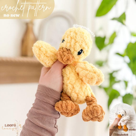 Duncan Duckling crochet pattern | NO SEW crochet pattern | crochet duck | amigurumi | crochet pattern | cute crochet pattern