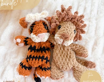 Lucas Lion & Tara Tiger crochet pattern bundle | NO SEW crochet pattern | crochet snuggler| amigurumi | crochet tiger | cute crochet pattern