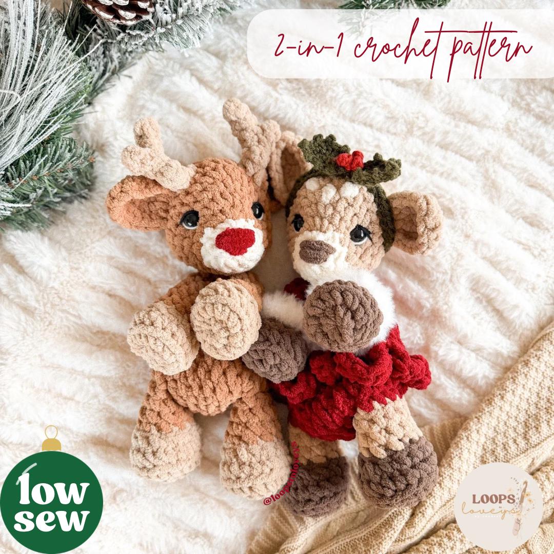 39 Deer Crochet Patterns for Woodland, Holiday, and Amigurumi Projects 28 Cedar & Aspen Deer Snuggler crochet pattern LOW SEW