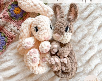 Bitsy & Bo the Baby Bunnies crochet pattern | NO SEW crochet pattern | cute crochet pattern | crochet lovey | bunny crochet pattern |