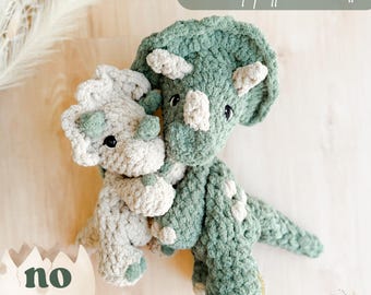 Theo & Tiny Triceratops crochet pattern bundle | NO SEW crochet pattern | crochet dino | amigurumi | crochet dinosaur pattern | crochet patt