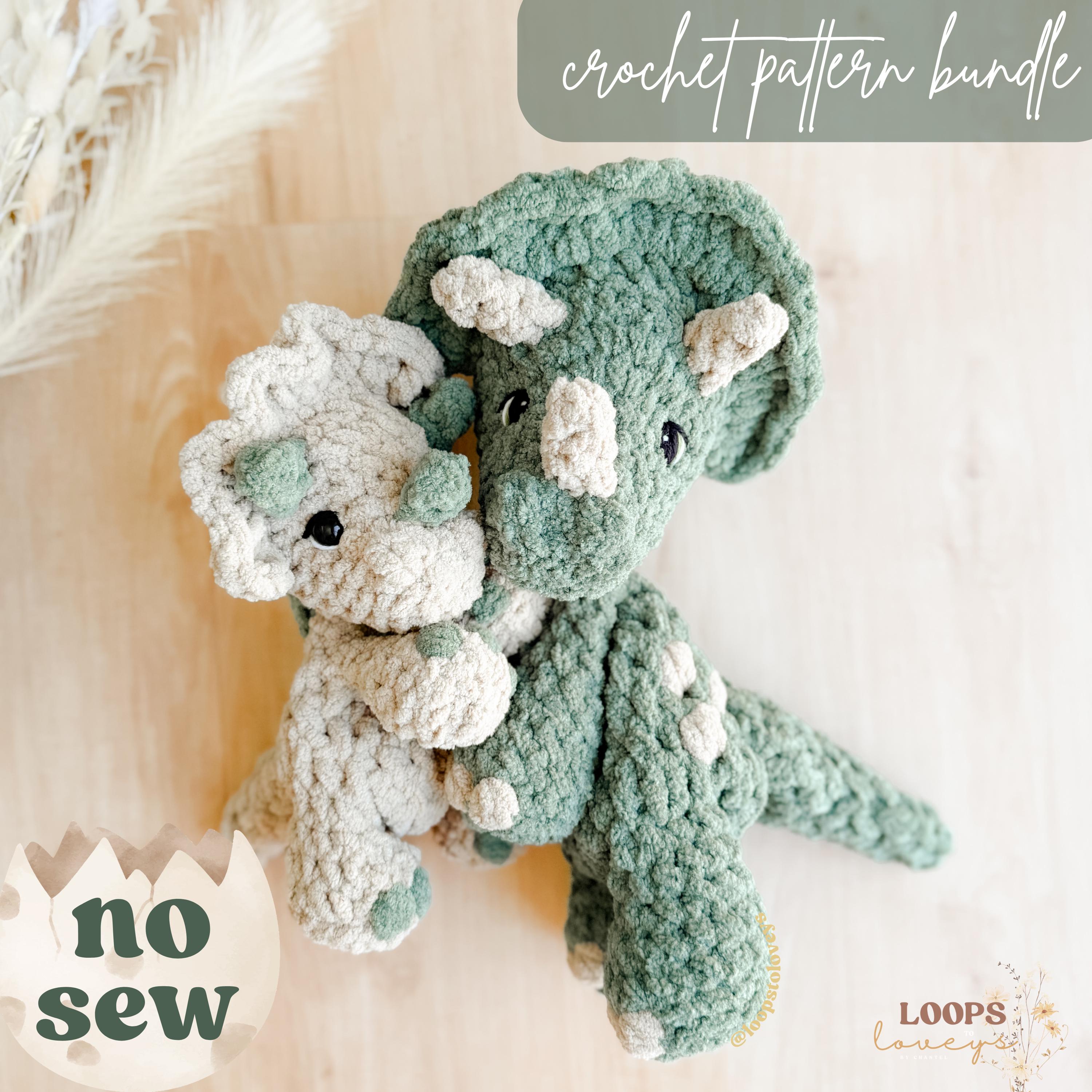39 Triceratops Crochet Patterns for Dino Lovers, Nursery Decor, and Handmade Gifts 31 Theo & Tiny Triceratops crochet pattern bundle crochet