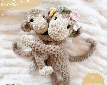 Monkey crochet pattern Bundle | NO SEW crochet pattern | crochet monkey | amigurumi | crochet pattern | cute crochet pattern