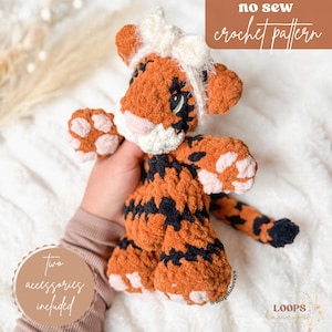 Tara Tiger crochet pattern | NO SEW crochet pattern | tiger crochet pattern | amigurumi | crochet tiger snuggler | cute crochet pattern
