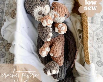 Rowan & Reed Otter crochet pattern bundle | LOW SEW crochet pattern | crochet lovey| amigurumi | crochet otter patter | cute crochet pattern