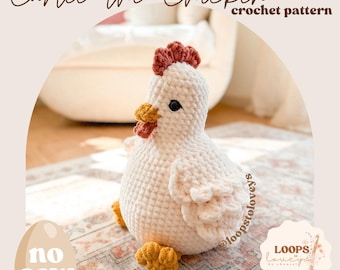 Patrón de ganchillo de Carlee la Gallina / Patrón de ganchillo SIN COSTURAS / Patrón de ganchillo grande / Gallina de ganchillo / Patrón de gallina de ganchillo / Ganchillo bonito