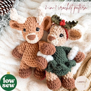 Padrão de crochê para bichinho de pelúcia de veado da Cedar & Aspen | Padrão de crochê de baixa costura | veado de crochê | bichinho de pelúcia de veado de crochê | rena de crochê |