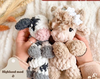 Collette the pocket Calf Snuggler crochet pattern | NO SEW crochet pattern | crochet cow | crochet cow lovey | crochet calf | Amigurumi |