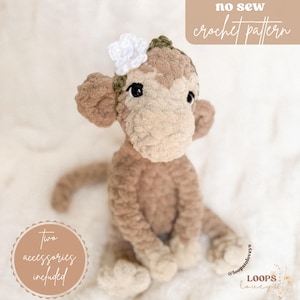 Wzór szydełkowy Mazie Monkey | Wzór szydełkowy NO SEW | małpka szydełkowa | amigurumi | wzór szydełkowy | uroczy wzór szydełkowy