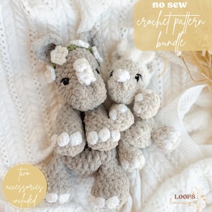 Noshörning virkmönster Bundle | INGEN SYMÅL virkmönster | virkad noshörning | noshörning | amigurumi | virkmönster | sött virkmönster