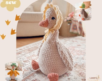 Penny the Porch Goose crochet pattern | NO SEW crochet pattern | big crochet pattern | crochet goose | crochet duck pattern | cute crochet