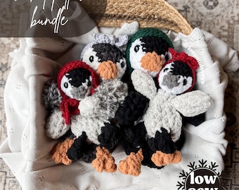 Penguin crochet pattern Bundle | LOW SEW crochet pattern | penguin crochet pattern | holiday crochet pattern | cute crochet pattern |