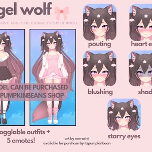 Angel Wolf - Premade Live2D VTuber Model - FULLY Rigged - Ready to use - VTube Studio Youtube Twitch Streamer - L2D - VTS
