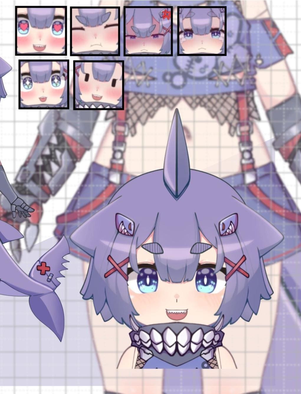 Yuumi Shark - Premade Live2D VTuber Model - FULLY Rigged - Ready to use - VTube Studio Youtube Twitch Streamer - L2D - VTS