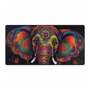 Colorful Elephant Desk Mat - Vibrant Office Decor, Artistic Desk Accessory, Unique Gift for Animal Lovers, Home Office Essentials, [...]