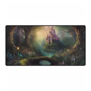 Fantasy Forest Desk Mat - Magical Desk Accessory, Gaming Mat, Home Office Decor, Unique Gift, Cute Desk Organizer