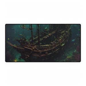 Tapis de bureau élégant inspiré de l&#39;océan, décoration de bureau à domicile nautique, cadeau unique pour les amoureux de la plage, tapis d&#39;ordinateur, accessoire de bureau pour gamer