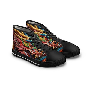 Vibrant Women&#39;s High Top Sneakers, Colorful Fashion Footwear, Artistic Prints, Trendy Casual Shoes, Unique Style Sneakers