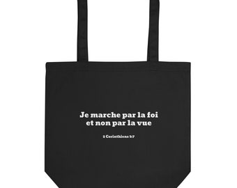 Tote Bag - Marcher par la foi Noir, Idéal pour Offrir un Cadeaux