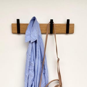 Architectural wall hook, wooden coat hanger, multi hook rack, japandi wardrobe storage