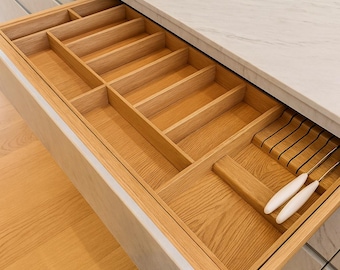 Organizzatore per cassetti da cucina personalizzato | Posate | Accessori per la pasticceria e altro - Realizzato in acciaio inossidabile massiccio | Inserto per cassetti su misura
