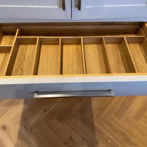 Eco friendly wooden drawer insert, silverware organizer, minimalist flatware storage