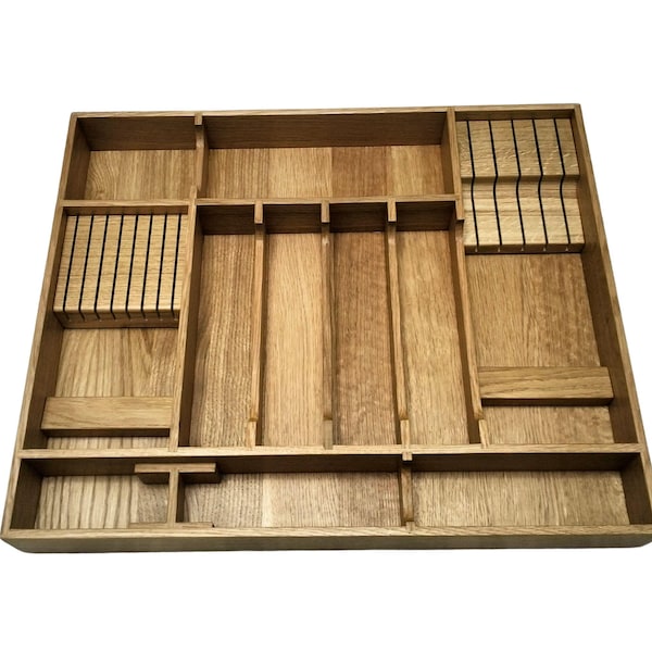Desk drawer insert, wooden organizer tray, custom wood divider, knife block, home organization