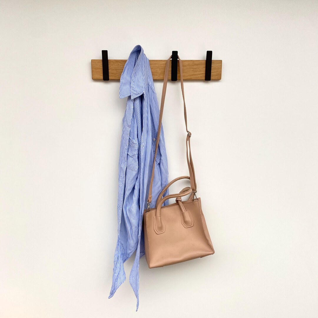 Architectural Wall Hook, Wooden Coat Hanger, Multi Hook Rack, Japandi ...